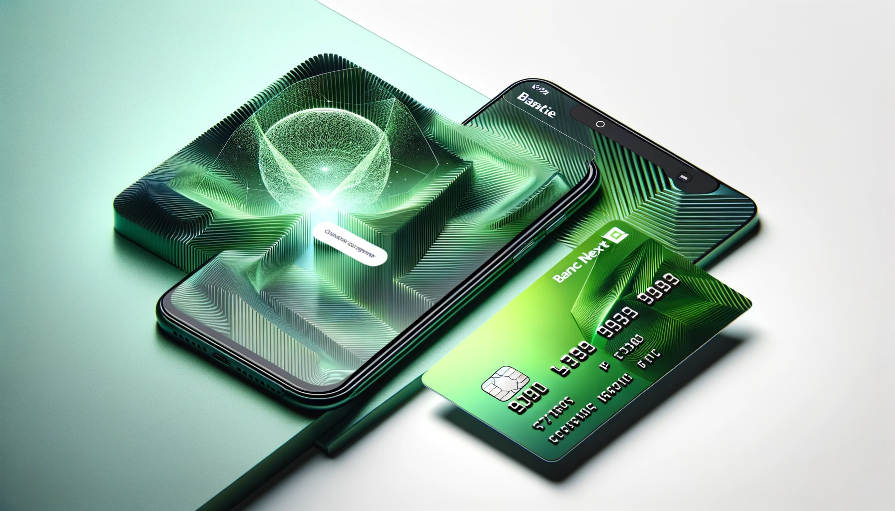 Interface do app e cartão de crédito do Banco Next