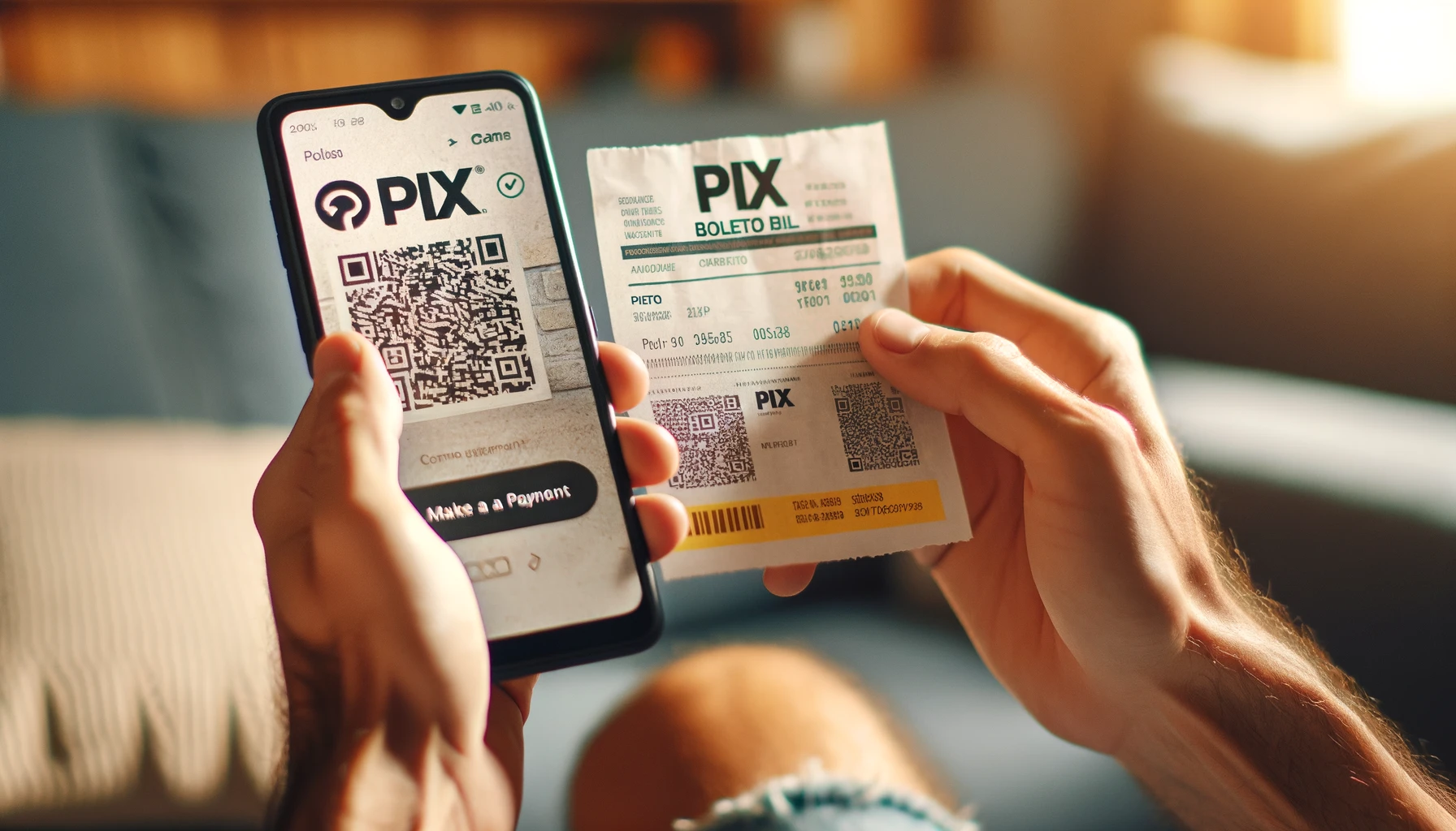 Pagamento de boleto via Pix no smartphone