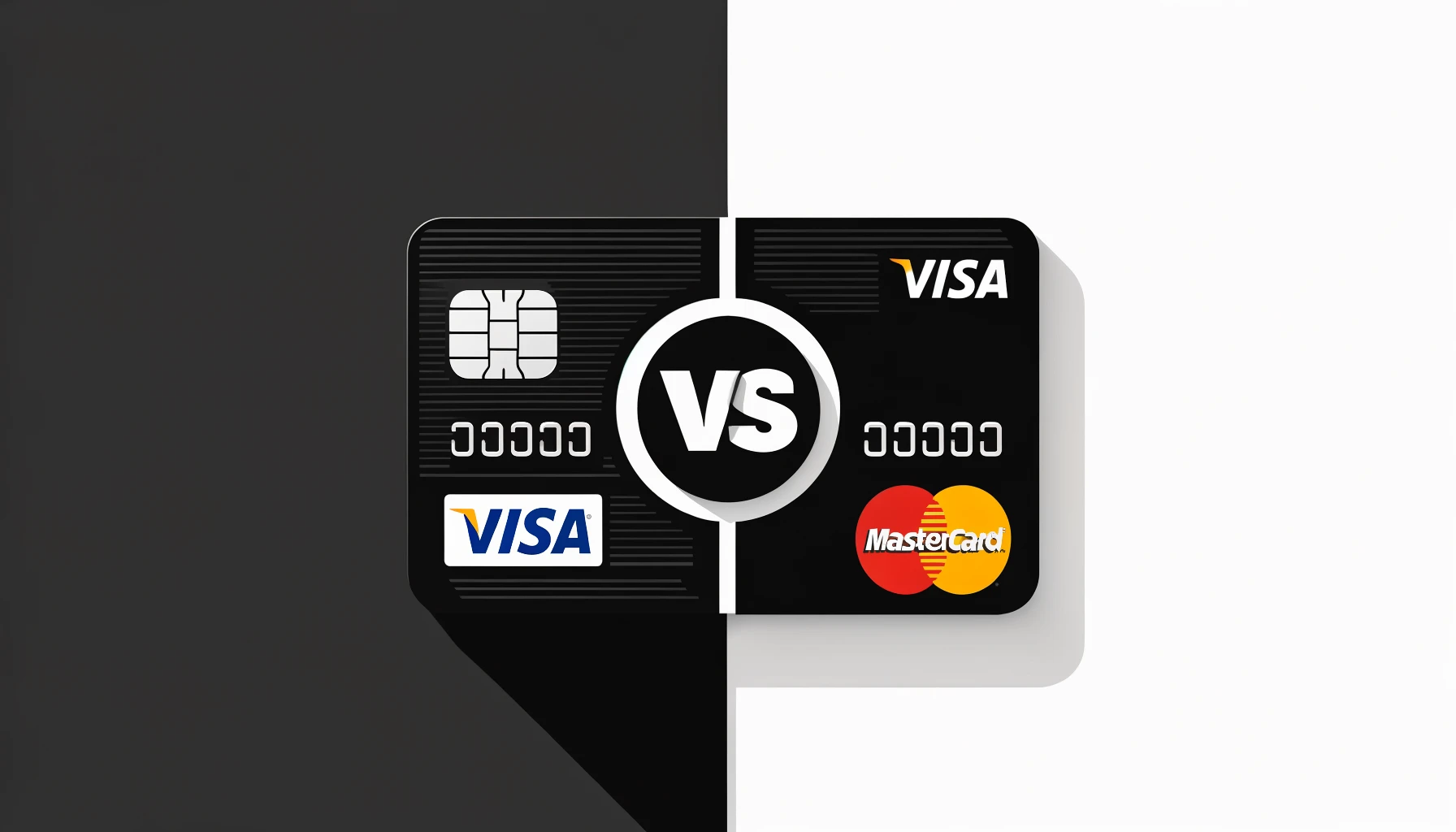 Comparação entre cartões Visa e Mastercard.