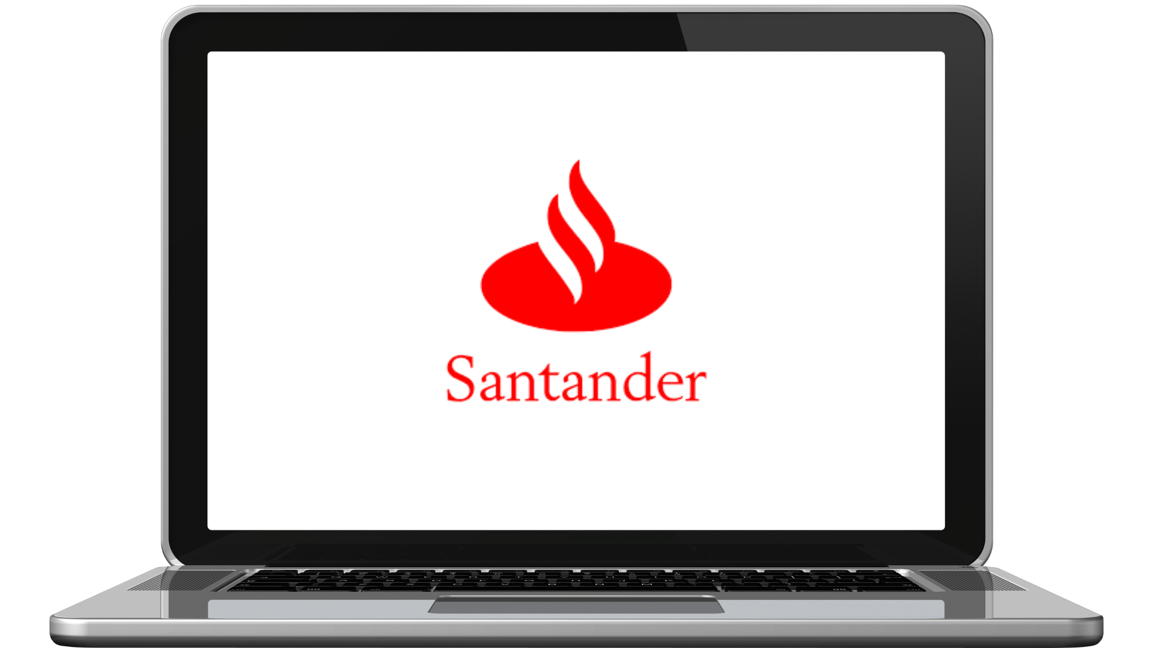 Laptop moderno com código do banco Santander