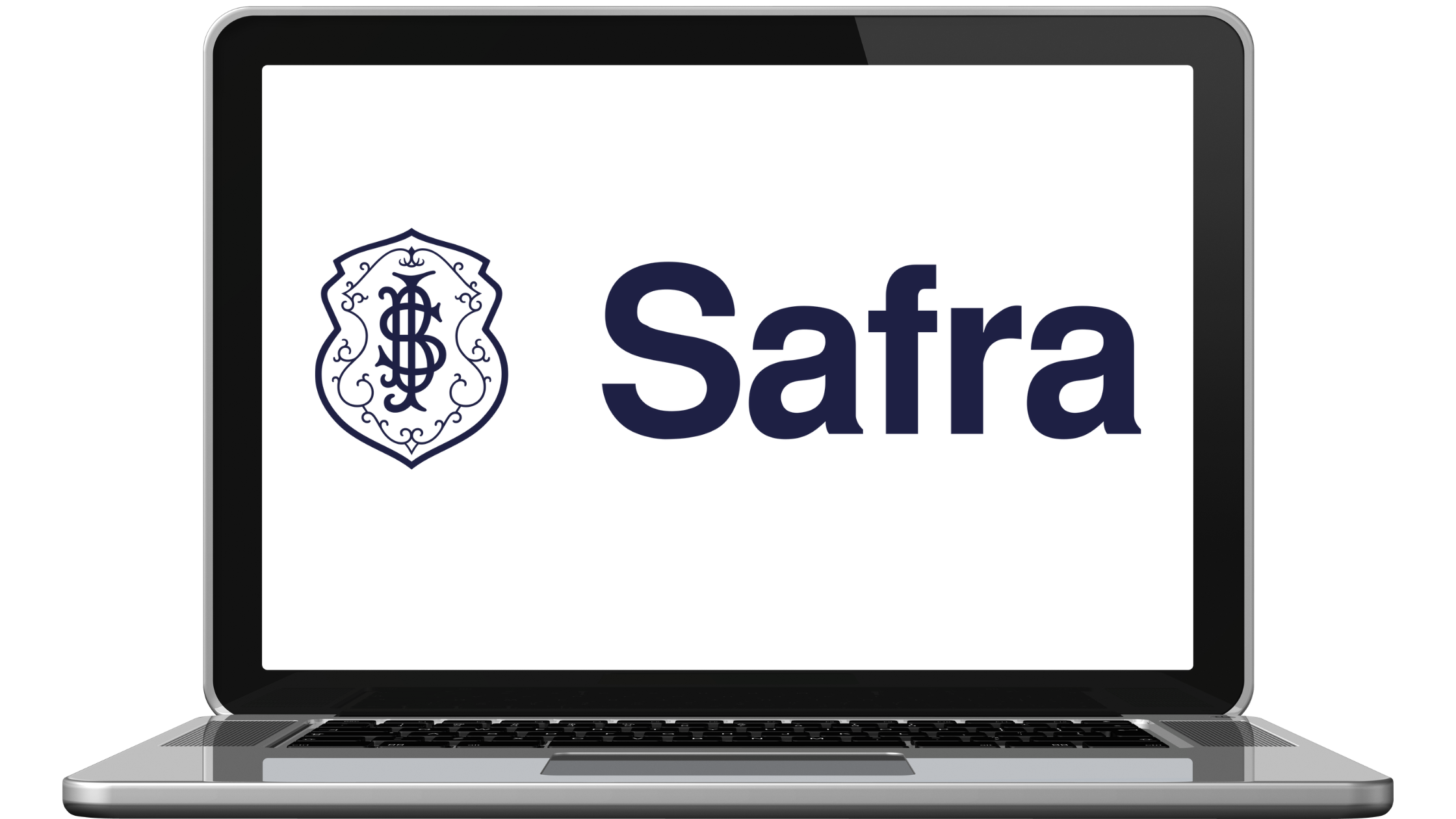 Laptop moderno com código do banco Safra
