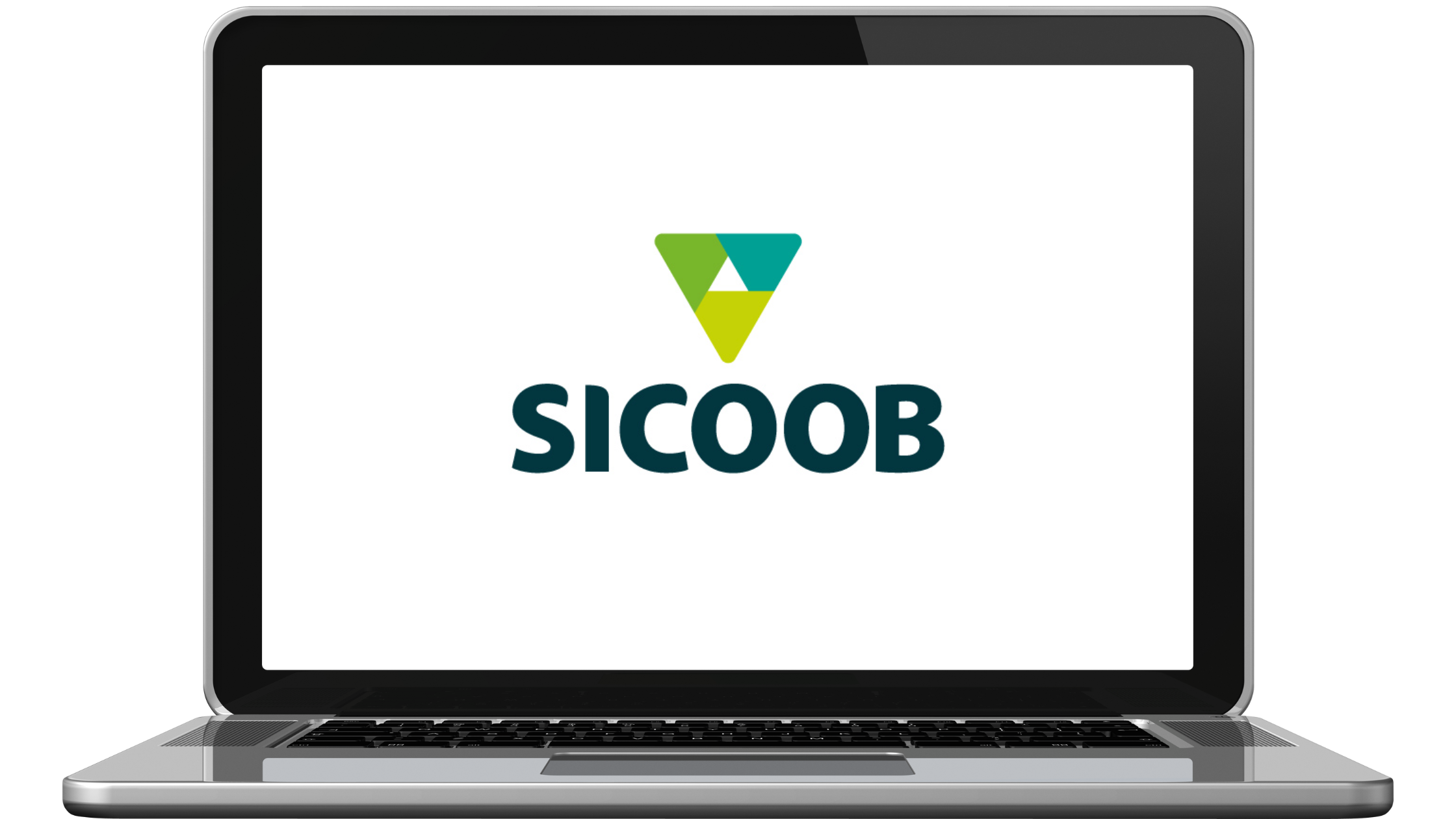 Laptop moderno com código do banco Sicoob