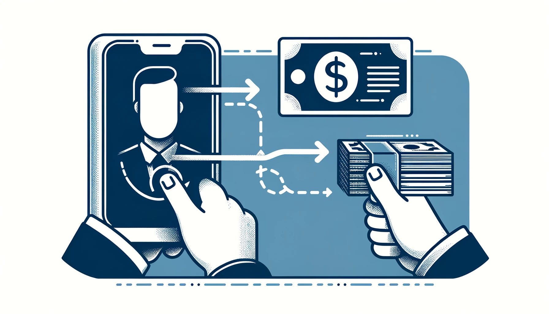 Ilustração de transferência digital de salário